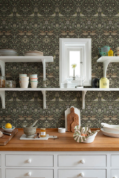 A-Street Prints Hidden Treasures Bird Wallpaper - Brown & Green