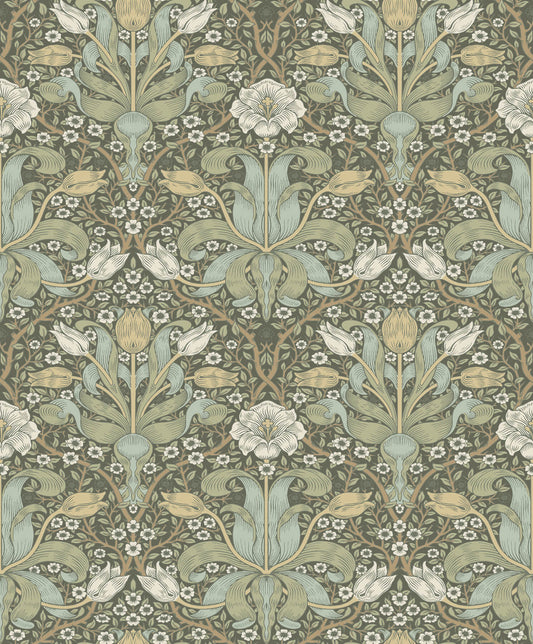A-Street Prints Hidden Treasures Spring Thicket Wallpaper - Green