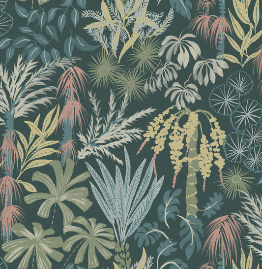 A-Street Prints Sea Salt Everglades Wallpaper - Dark Green