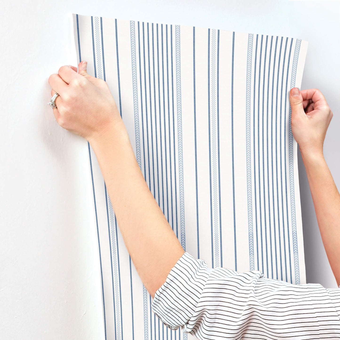 A-Street Prints Sea Salt Navarres Stripe Wallpaper - Blue