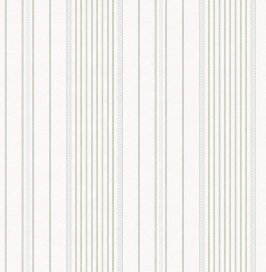 A-Street Prints Sea Salt Navarres Stripe Wallpaper - Light Green