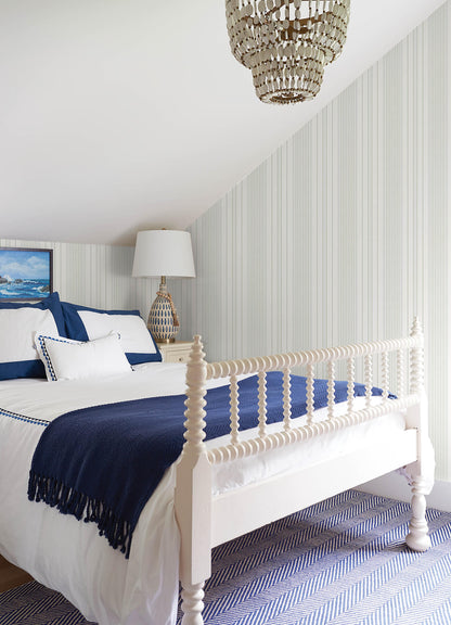 A-Street Prints Sea Salt Navarres Stripe Wallpaper - Light Green