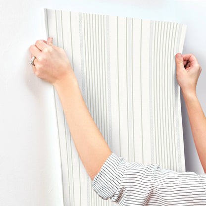 A-Street Prints Sea Salt Navarres Stripe Wallpaper - Light Green