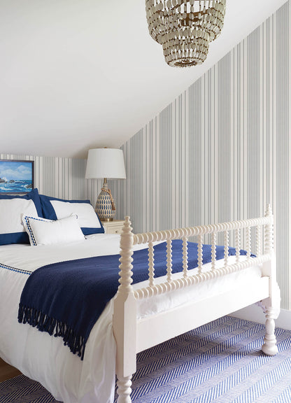 A-Street Prints Sea Salt Navarres Stripe Wallpaper - Charcoal