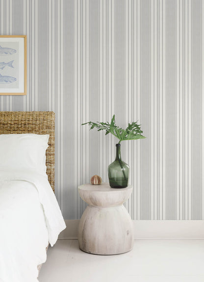 A-Street Prints Sea Salt Navarres Stripe Wallpaper - Charcoal