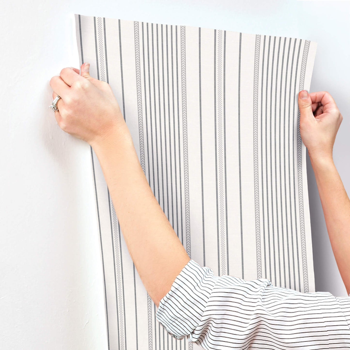 A-Street Prints Sea Salt Navarres Stripe Wallpaper - Charcoal
