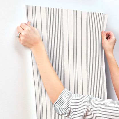 A-Street Prints Sea Salt Navarres Stripe Wallpaper - Charcoal