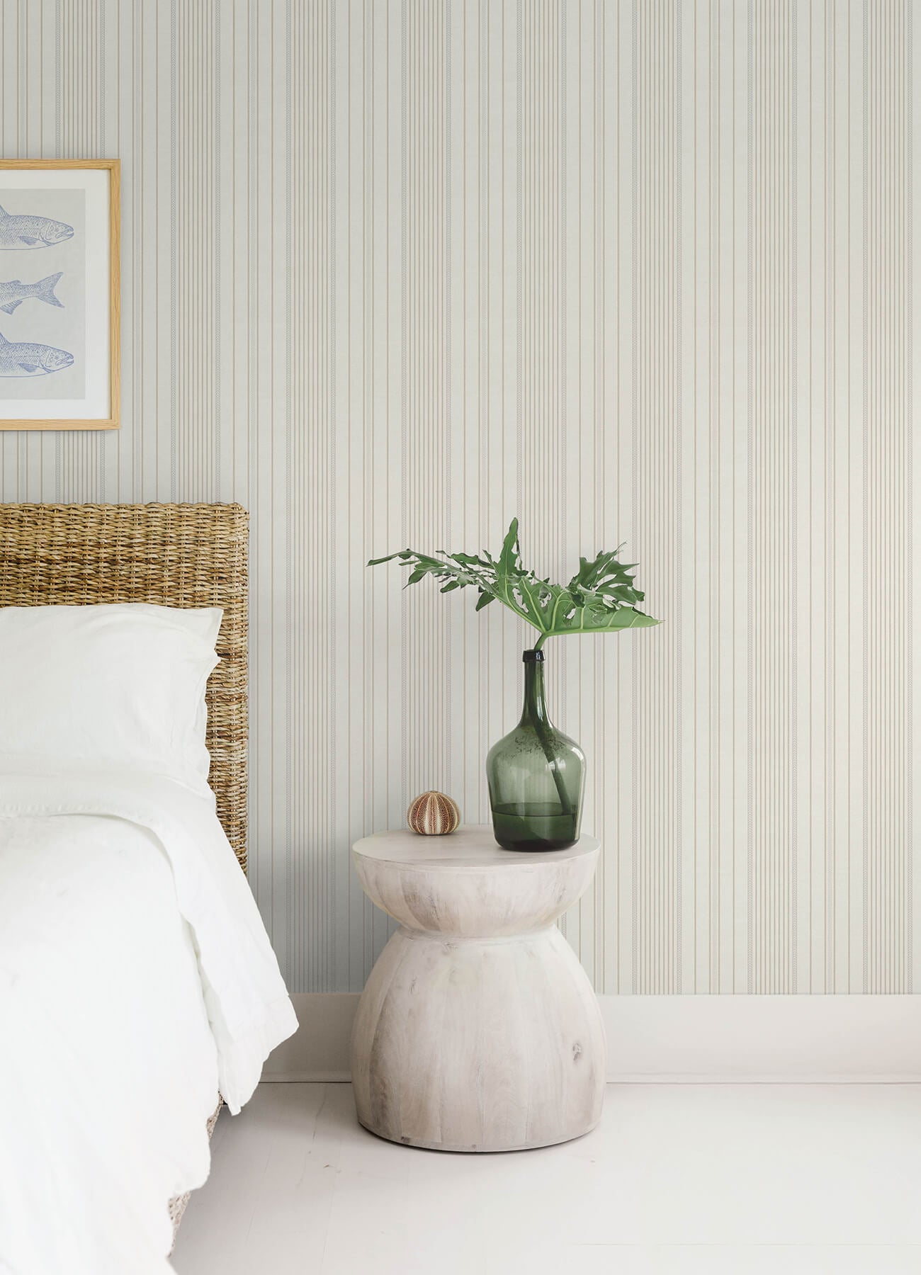 A-Street Prints Sea Salt Navarres Stripe Wallpaper - Neutral