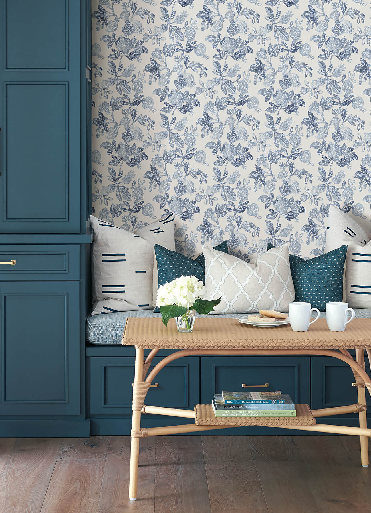 A-Street Prints Sea Salt Beach Rose Wallpaper - Blue
