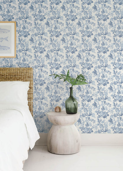 A-Street Prints Sea Salt Beach Rose Wallpaper - Blue