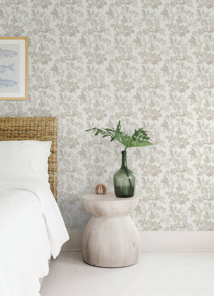A-Street Prints Sea Salt Beach Rose Wallpaper - Neutral