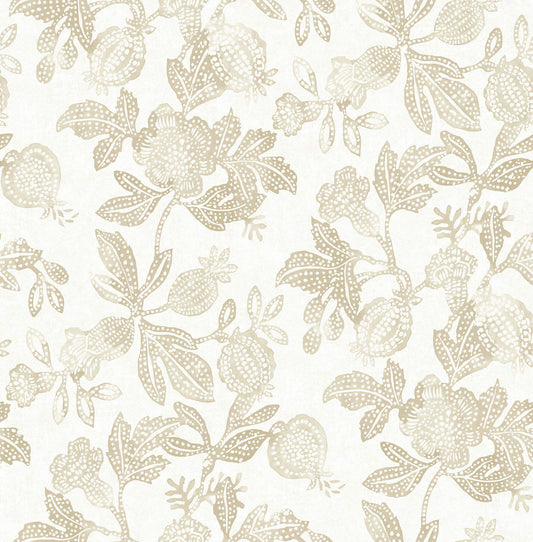 A-Street Prints Sea Salt Beach Rose Wallpaper - Champagne