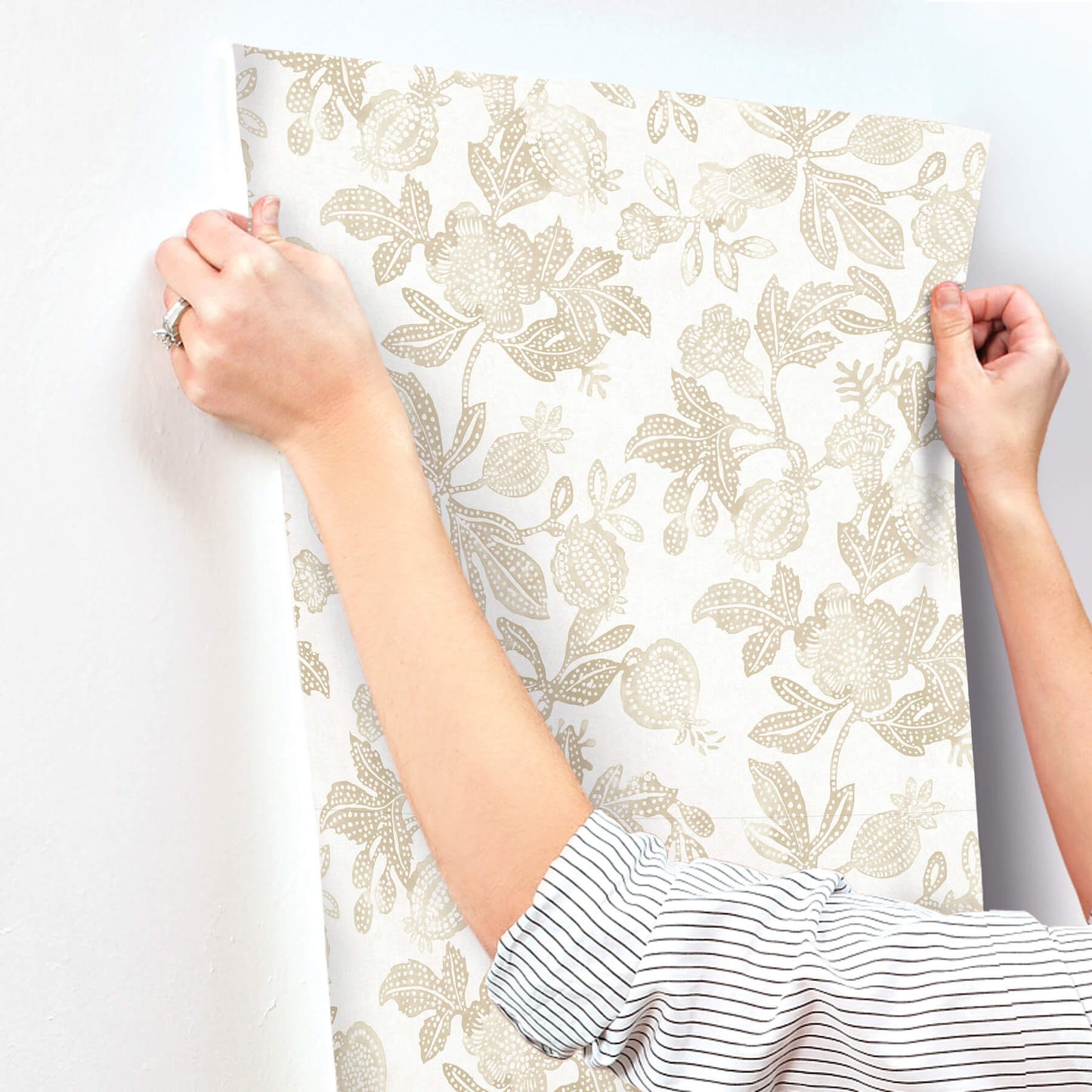 A-Street Prints Sea Salt Beach Rose Wallpaper - Champagne