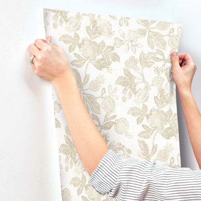 A-Street Prints Sea Salt Beach Rose Wallpaper - Champagne
