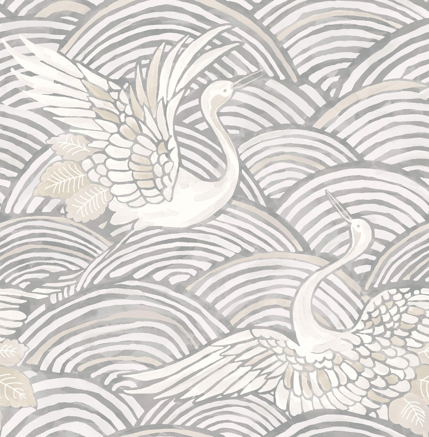 A-Street Prints Sea Salt Egret Wallpaper - Slate