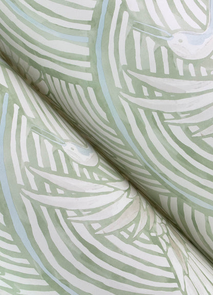 A-Street Prints Sea Salt Egret Wallpaper - Sage