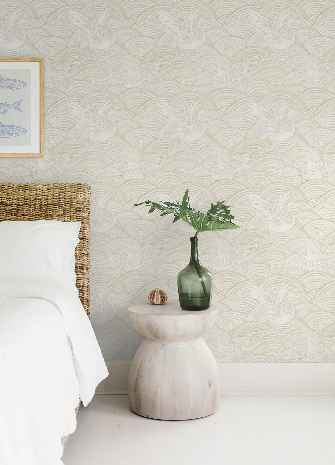 A-Street Prints Sea Salt Egret Wallpaper - Neutral