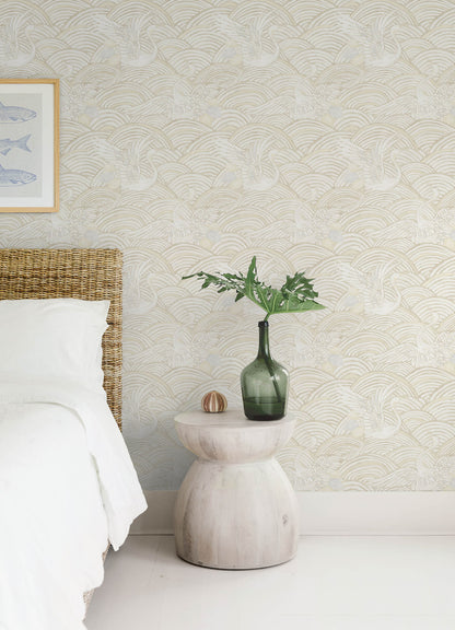 A-Street Prints Sea Salt Egret Wallpaper - Neutral