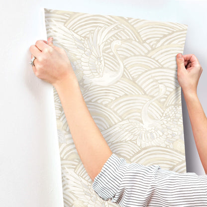 A-Street Prints Sea Salt Egret Wallpaper - Neutral