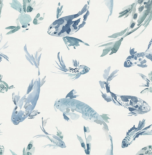 A-Street Prints Sea Salt Koi Wallpaper - Blue