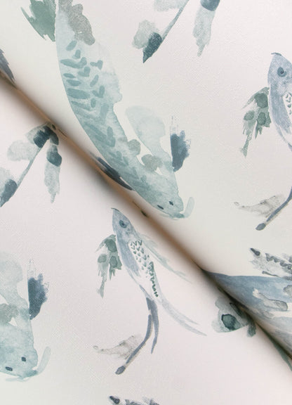 A-Street Prints Sea Salt Koi Wallpaper - Blue