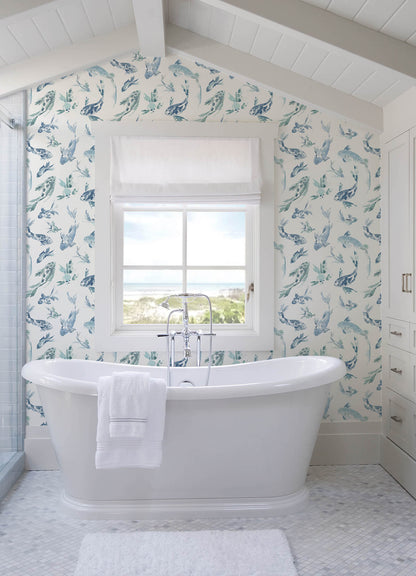 A-Street Prints Sea Salt Koi Wallpaper - Blue