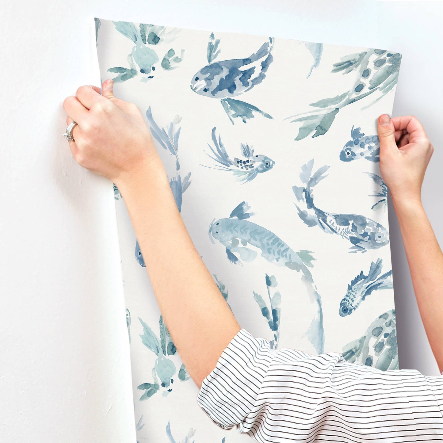 A-Street Prints Sea Salt Koi Wallpaper - Blue