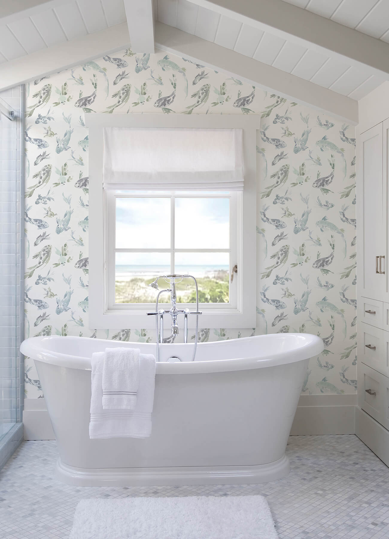 A-Street Prints Sea Salt Koi Wallpaper - Seafoam