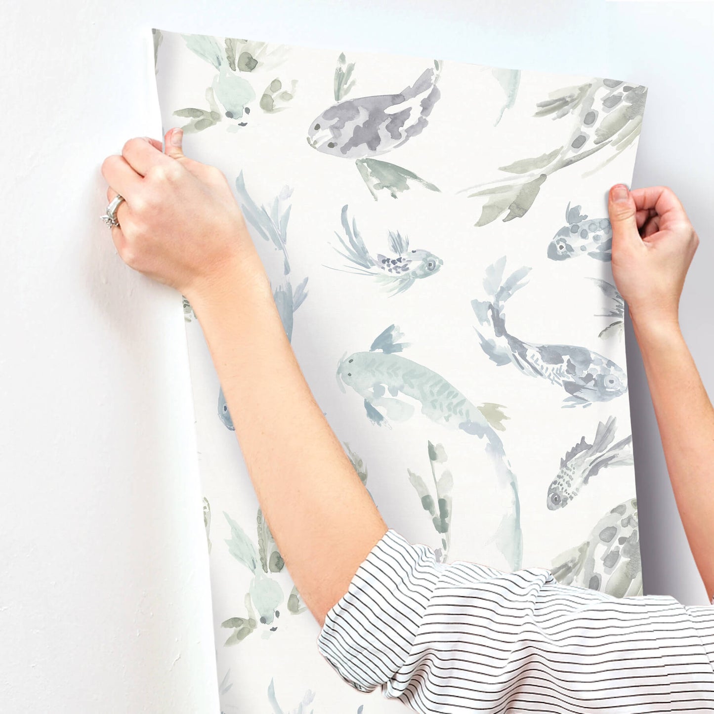 A-Street Prints Sea Salt Koi Wallpaper - Seafoam