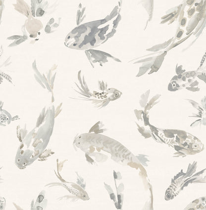 A-Street Prints Sea Salt Koi Wallpaper - Stone