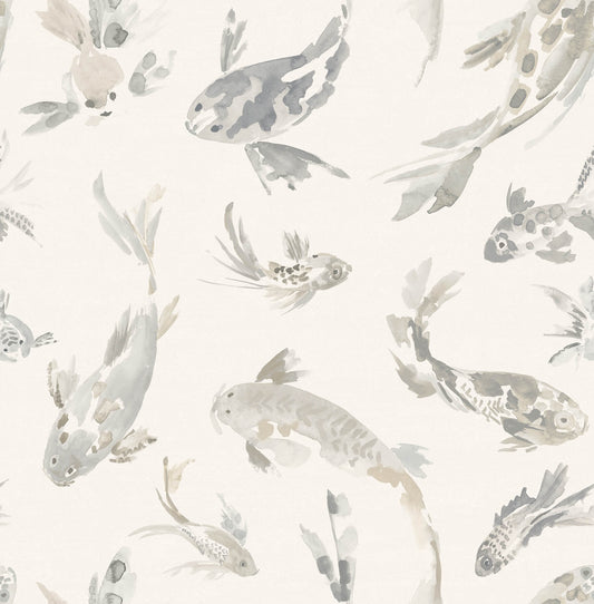 A-Street Prints Sea Salt Koi Wallpaper - Stone
