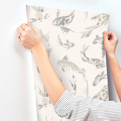 A-Street Prints Sea Salt Koi Wallpaper - Stone
