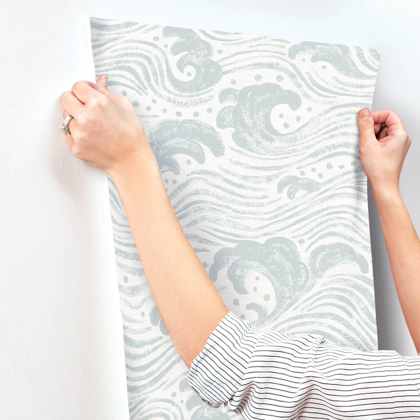 A-Street Prints Sea Salt Swell Wallpaper - Light Blue