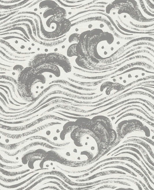 A-Street Prints Sea Salt Swell Wallpaper - Charcoal