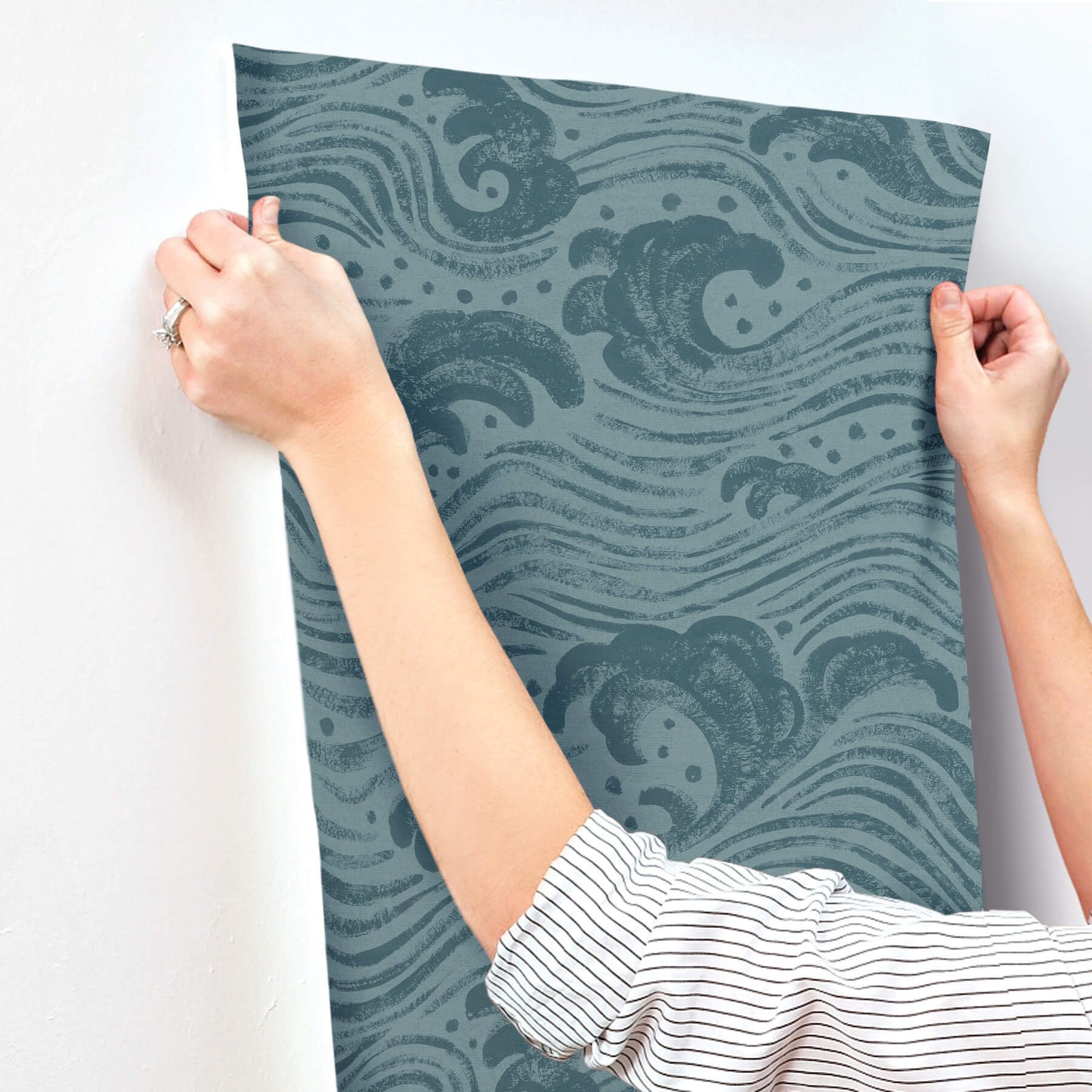 A-Street Prints Sea Salt Swell Wallpaper - Teal