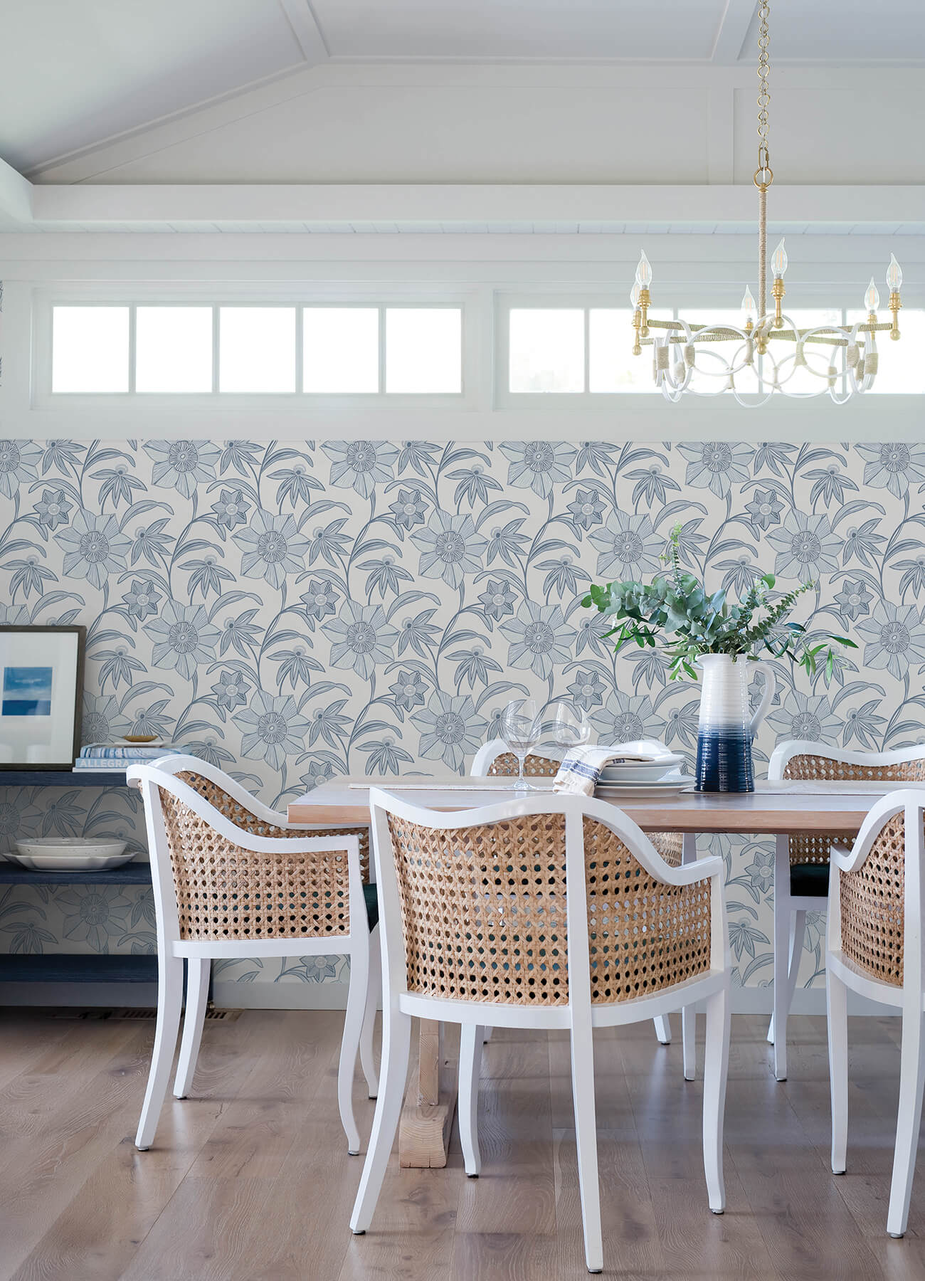 A-Street Prints Sea Salt Star Flower Wallpaper - Blue