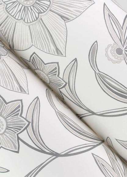 A-Street Prints Sea Salt Star Flower Wallpaper - Charcoal