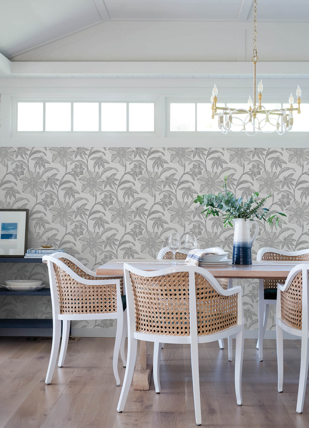 A-Street Prints Sea Salt Star Flower Wallpaper - Charcoal