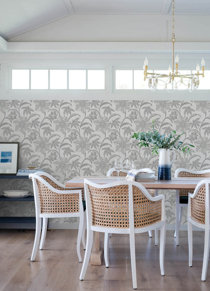 A-Street Prints Sea Salt Star Flower Wallpaper - Charcoal