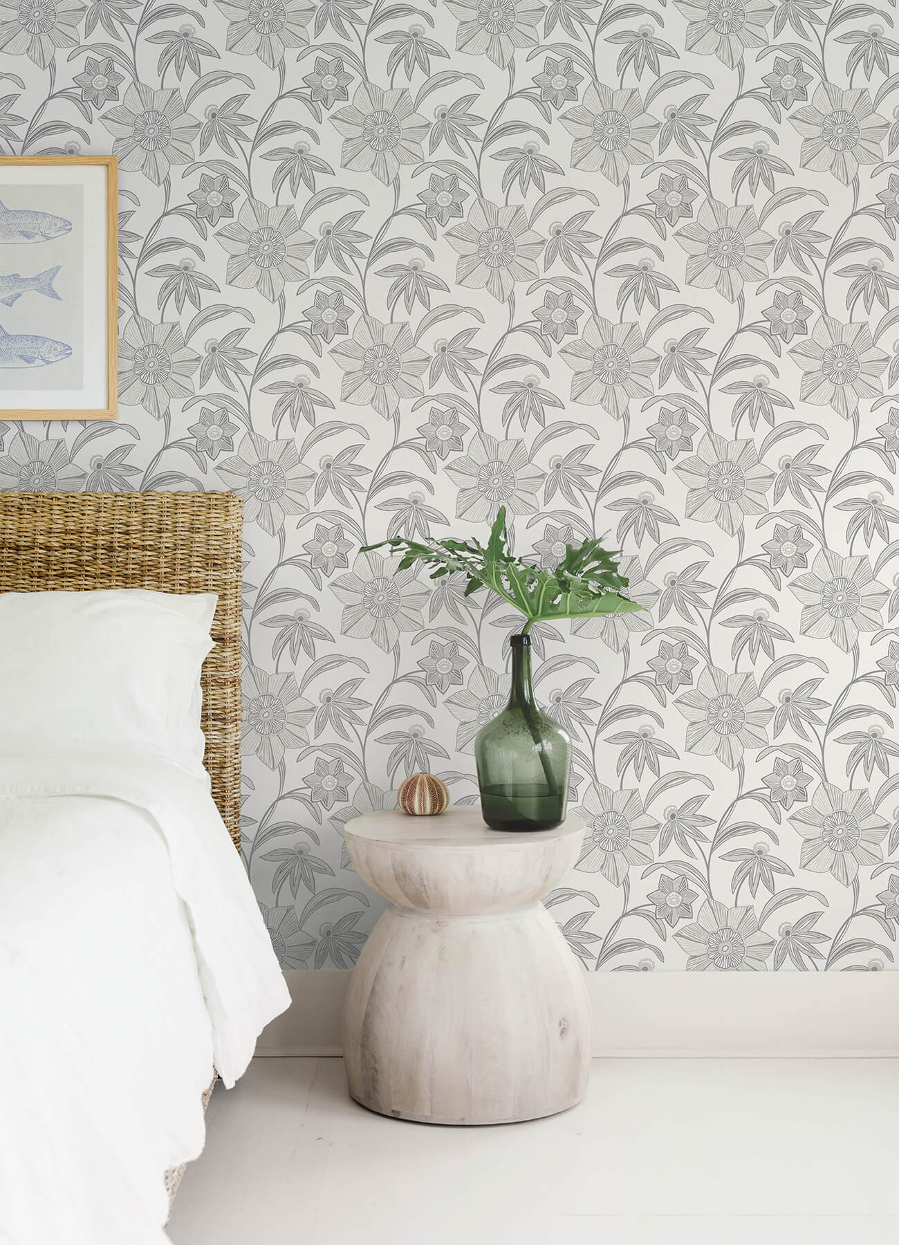 A-Street Prints Sea Salt Star Flower Wallpaper - Charcoal
