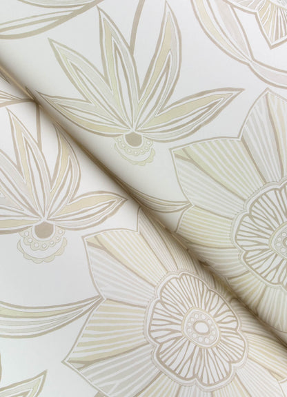 A-Street Prints Sea Salt Star Flower Wallpaper - Beige