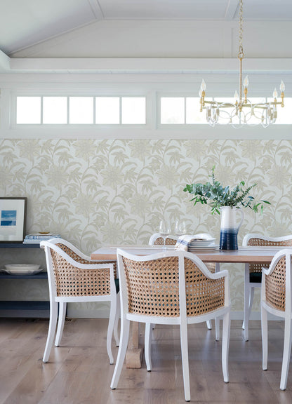 A-Street Prints Sea Salt Star Flower Wallpaper - Beige