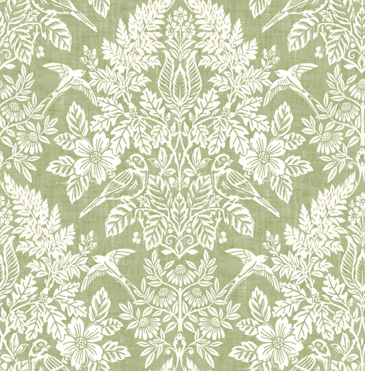 Chris Loves Julia Finch Wallpaper - Light Green