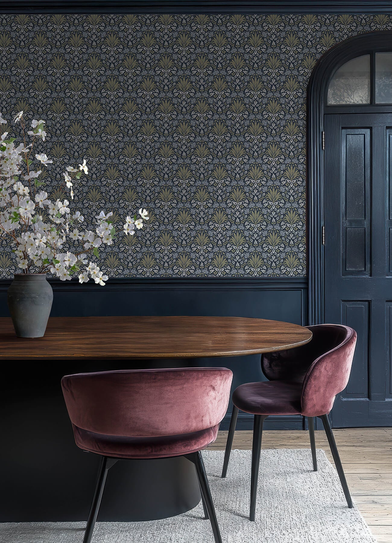 Chris Loves Julia Woodbury Wallpaper - Navy