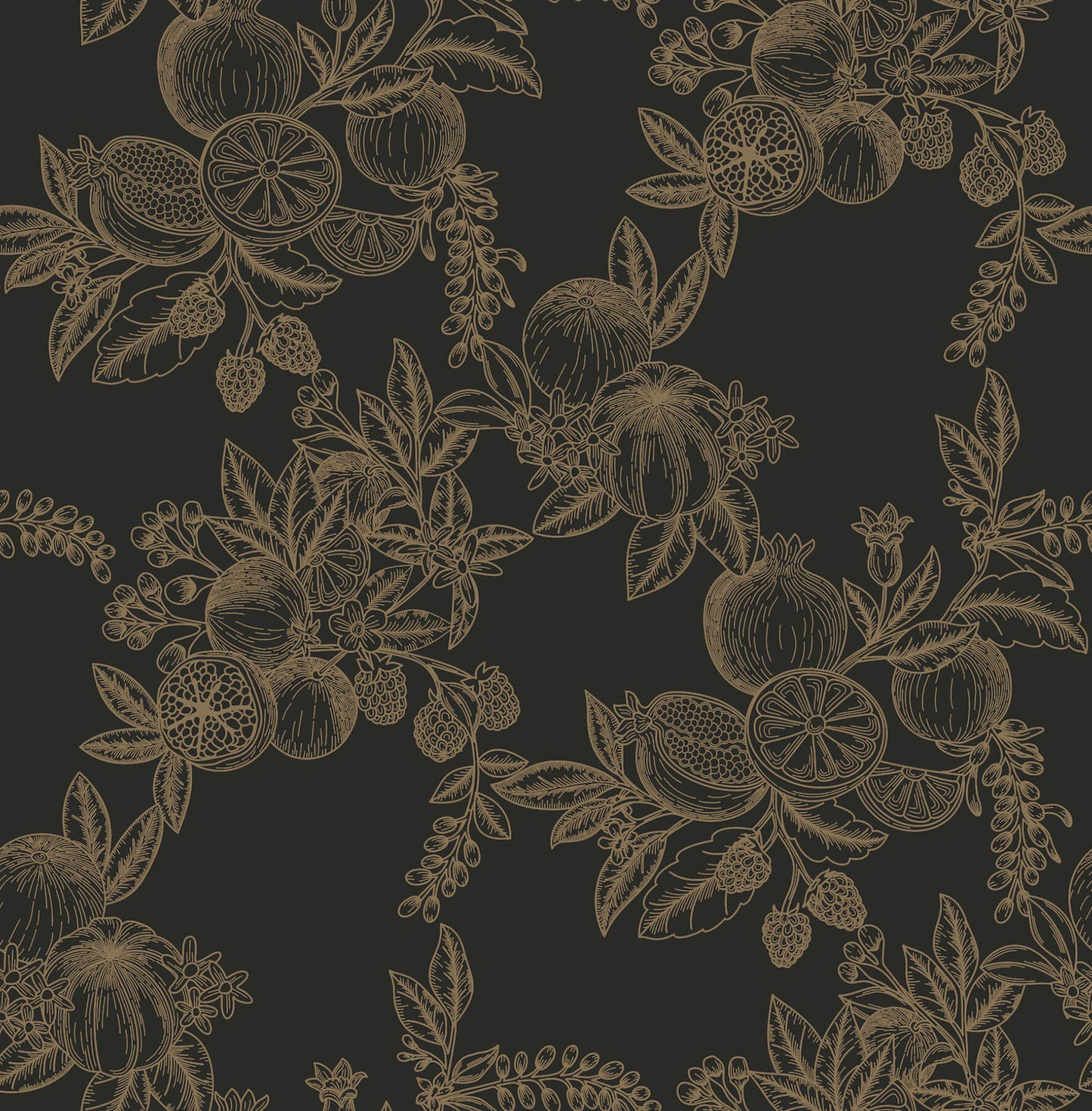 Chris Loves Julia Gerty Wallpaper - Black & Gold