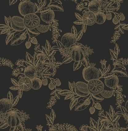 Chris Loves Julia Gerty Wallpaper - Black & Gold