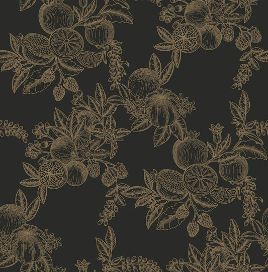 Chris Loves Julia Gerty Wallpaper - Black & Gold