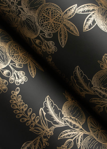 Chris Loves Julia Gerty Wallpaper - Black & Gold