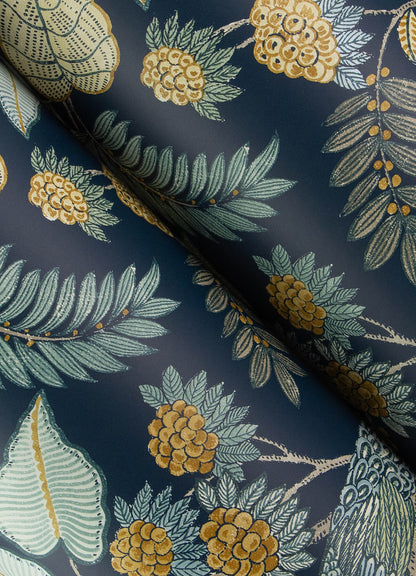 Chris Loves Julia Geneva Peacock Wallpaper - Dark Blue