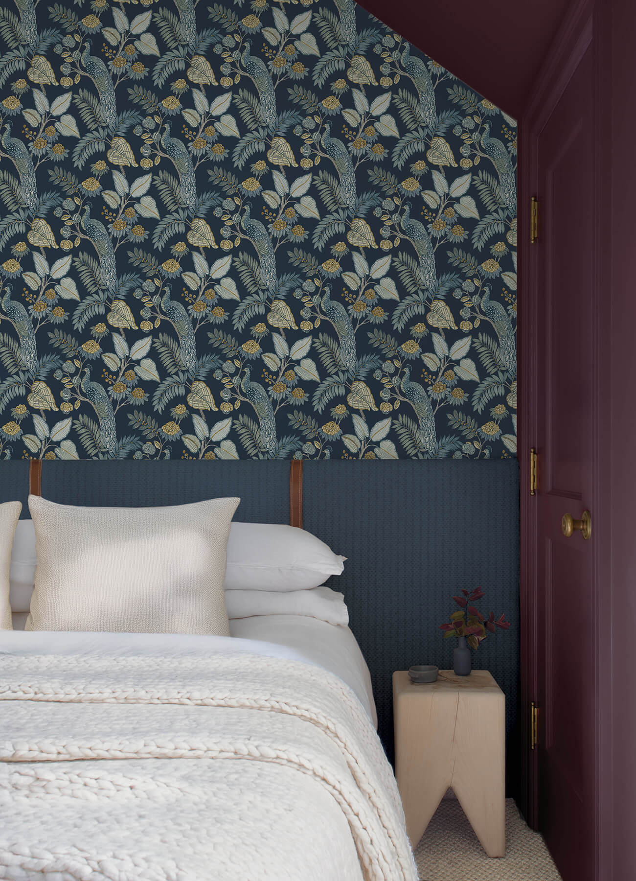 Chris Loves Julia Geneva Peacock Wallpaper - Dark Blue